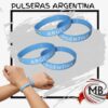 Pulseras de Argentina de silicona por mayor, pulsera de goma celeste y blanca con la palabra Argentina y bandera para hinchas, eventos y cotillon con despacho rapido en 24 horas por Correo Argentino mediante mbcomercializa.com.ar.