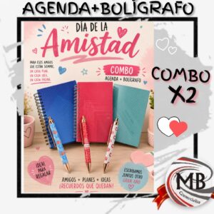 Combo de agenda con bolígrafo por mayor en MB Comercializas. Distribuidor directo con despacho rápido en 24 horas a toda Argentina vía Correo Argentino.