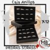 Caja de anillos de acero quirurgico con piedras strass por mayor x12, set de alianzas con apliques brillantes y cristales engarzados en joyerias y locales de moda con despacho en 24 horas por Correo Argentino en mbcomercializa.com.ar.