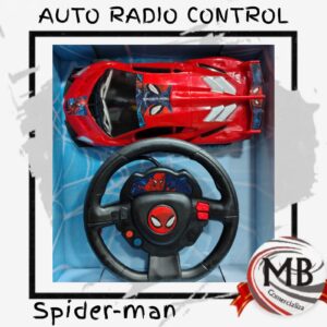 Auto de juguete a radio control deportivo color rojo con control remoto tipo volante estilo superhero para jugueterias MB Comercializa.
