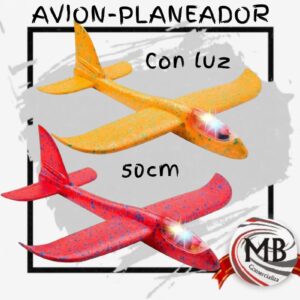 Avion planeador con luz LED de 50 cm por mayor en MB Comercializa. Distribuidor mayorista de juguetes de aire libre, aviones de telgopor flexible EPP de lanzamiento manual con luces LED integradas y despacho rapido en 24 horas a toda Argentina via Correo Argentino.