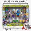 Set de bloques magneticos encastrables estilo My World 19 piezas con minifiguras y accesorios para jugueterias MB Comercializa.