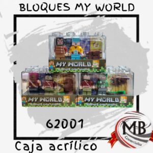 Set de bloques magneticos estilo My World en caja acrilica modelo 62001 para revendedores y jugueterias MB Comercializa.