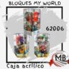Set de bloques magneticos estilo My World en caja acrilica hexagonal modelo 62006 para jugueterias MB Comercializa.