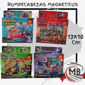 Rompecabezas magneticos infantiles de 13x10 cm por mayor, juego didactico de bloques imantados de 20 piezas coleccionables para niños en jugueterias y regalerias con despacho en 24 horas por Correo Argentino mediante mbcomercializa.com.ar.