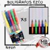 Bolígrafos Ezco gel neón por mayor en pack de 5 unidades en MB Comercializas. Precios directos mayoristas con despacho rápido en 24 horas a toda Argentina por Correo Argentino.