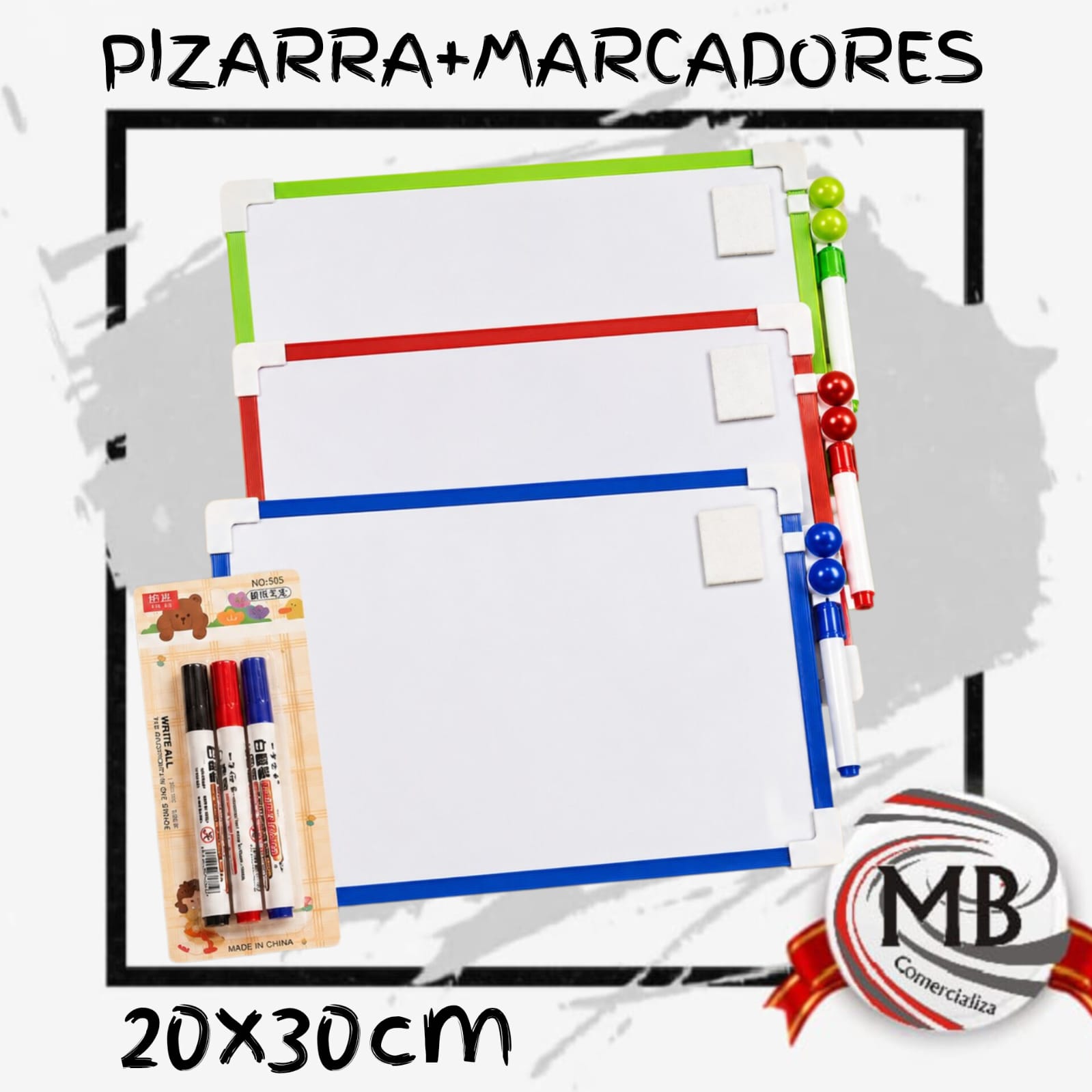 Combo de pizarras blancas con marcadores por mayor en MB Comercializas. Precios directos mayoristas con despacho rápido en 24 horas a toda Argentina por Correo Argentino.