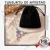 Conjunto de amistad por 3 cadenas con dijes de corazón y bolsa de paño en MB Comercializa. Distribuidor directo de bijouterie con despacho rápido en 24 horas y precios directos mayoristas a toda Argentina vía Correo Argentino.