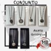 Conjuntos de acero quirúrgico con cadena, dije surtido y estuche de presentación en MB Comercializa. Distribuidor directo de bijouterie con despacho rápido en 24 horas y precios directos mayoristas a toda Argentina vía Correo Argentino.