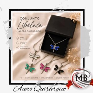 Gargantilla de acero quirurgico con dije libelula esmaltado por mayor, collar de cadena fina con dije de insecto de la suerte resistente al agua en joyerias de moda y regalerias con despacho en 24 horas por Correo Argentino mediante mbcomercializa.com.ar.