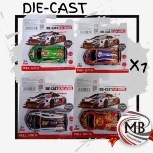 Auto metálico de carrera Die-Cast individual por mayor en MB Comercializa. Distribuidor directo de autitos de colección con sistema Pull Back, despacho rápido en 24 horas y precios directos mayoristas a toda Argentina vía Correo Argentino.