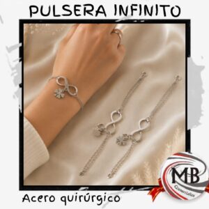 Pulsera de acero quirúrgico con dije de infinito por mayor en MB Comercializa. Distribuidor directo de bijouterie fina y accesorios de moda con despacho rápido en 24 horas y precios directos mayoristas a toda Argentina vía Correo Argentino.