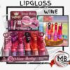 Brillo labial lip gloss con forma de botella de vino Miss Betty por mayor en MB Comercializa. Distribuidor mayorista de maquillaje novedoso, labiales humectantes y tintas de labios con despacho rápido en 24 horas y precios directos mayoristas a toda Argentina vía Correo Argentino.