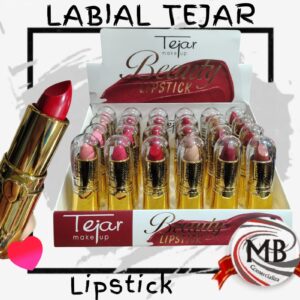 Labial en barra Tejar Beauty Lipstick por mayor en MB Comercializa. Distribuidor mayorista de cosméticos, lápiz labial humectante y maquillaje de labios con despacho rápido en 24 horas y precios directos mayoristas a toda Argentina vía Correo Argentino.