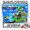 Bloques imantados My World de 50 piezas por mayor, cubos magneticos para armar escenarios de juego didactico infantil en jugueterias con despacho en 24 horas por Correo Argentino mediante mbcomercializa.com.ar.