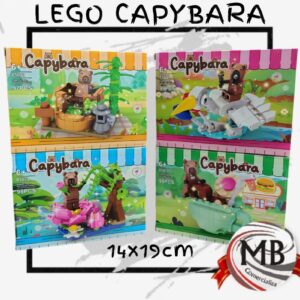 Juego de bloques para armar lego capybara por mayor en MB Comercializa. Distribuidor mayorista de juguetes didacticos de encastre, sets de carpincho capybara en caja de 14x19 cm de 97 a 99 piezas con despacho rapido en 24 horas a toda Argentina via Correo Argentino.