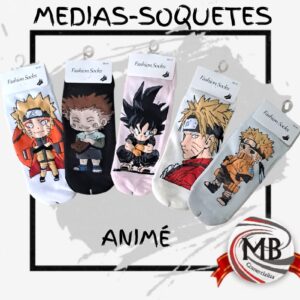 Medias soquetes de anime por mayor en MB Comercializa. Distribuidor mayorista de medias otaku estampadas de naruto y goku dragon ball, soquetes cortas de algodon en varios colores con despacho rapido en 24 horas a toda Argentina via Correo Argentino.