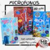 Microfono infantil con pie de 80 cm por mayor, juguete de karaoke con luces y conector para celular o MP3 con diseños de personajes para niños en jugueterias y regalerias con despacho en 24 horas por Correo Argentino mediante mbcomercializa.com.ar.