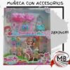 Muñeca articulada con bicicleta y accesorios Lovely Beauty Girls por mayor en MB Comercializa. Distribuidor directo de sets de juego infantiles con despacho rápido en 24 horas y precios directos mayoristas a toda Argentina vía Correo Argentino.
