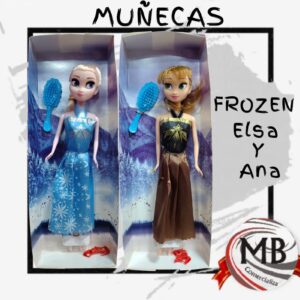Muneca de juguete estilo princesas de nieve elsa y anna con cepillo por mayor para jugueterias MB Comercializa.