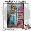Muneca estilo princesa frozen con varita y set de zapatos por mayor para jugueterias MB Comercializa.