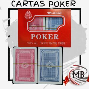 Cartas de poker 100% plástico lavables por mayor en MB Comercializa. Distribuidor mayorista de naipes de casino impermeables y juegos de mesa con despacho rápido en 24 horas y precios directos mayoristas a toda Argentina vía Correo Argentino.