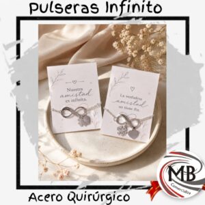 Pulseras infinito de acero quirurgico por mayor con tarjeta de regalo, kit de pulseras de la amistad con dije de infinito corazon y trebol en joyerias y locales de moda con despacho en 24 horas por Correo Argentino en mbcomercializa.com.ar.