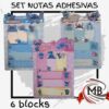 Set notas adhesivas stitch post it por mayor en MB Comercializa. Distribuidor mayorista de papeleria kawaii, bloquecitos de notas autoadhesivas de stitch y angel con 6 blocks surtidos para libreria y escolar con despacho rapido en 24 horas a toda Argentina via Correo Argentino.