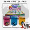 Masa slime cristal transparente con pelota de futbol en frasco con caja exhibidora para jugueterias MB Comercializa.