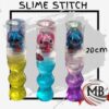 Masa slime brillante con purpurina y figura en la tapa estilo Stitch de 20 cm para jugueterias MB Comercializa.
