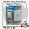 Timbre inalambrico de exterior a bateria Modelo D por mayor, kit de timbre con control remoto de largo alcance para casas y locales en ferreterias y bazares con despacho en 24 horas por Correo Argentino mediante mbcomercializa.com.ar.