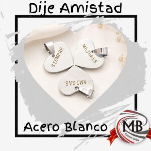 Dijes de amistad corazon partido de acero blanco por mayor, juego de tres medallas compartidas con grabado de tres partes siempre mejores amigas para collares de grupos de amigas en regalerias y joyerías con despacho en 24 horas por Correo Argentino mediante mbcomercializa.com.ar.