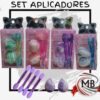 Set de aplicadores de maquillaje con esponja blender y pinceles por mayor en MB Comercializa. Distribuidor mayorista de accesorios de belleza, esponjas gota y pinceles para sombras con despacho rápido en 24 horas y precios directos mayoristas a toda Argentina vía Correo Argentino.