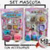 Set de mascotas gatitos de juguete con accesorios y transportadora en blister por mayor para jugueterias MB Comercializa.