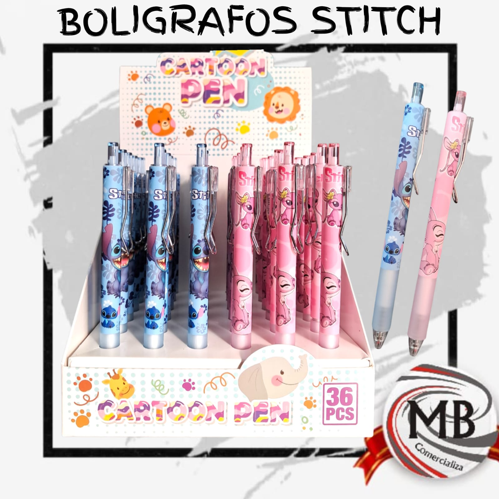 BOLIGRAFOS STITCH RETRACTIL NEGRO