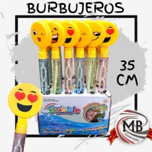 Burbujero gigante de emoji emoticón 35 cm tubo con líquido de jabón para hacer burbujas cotillón infantil venta mayorista MB Comercializa.