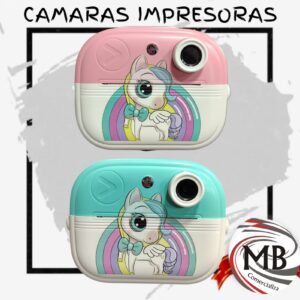 Camara impresora 2 en 1 con rollo de papel fotos instantaneas unicornio venta mayorista MB Comercializa.