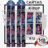 Cartas k-pop coleccionables sobre x12 tira exhibidora por mayor MB Comercializa.