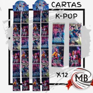 Cartas k-pop coleccionables sobre x12 tira exhibidora por mayor MB Comercializa.