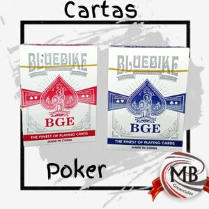 Cartas de poker bge bluebike mazo de baraja inglesa plastificada azul y roja naipe para juegos de mesa regalia y polirrubro venta mayorista MB Comercializa.