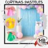 Cortina de flecos metalizados tonos pasteles fondo de decoracion para fotos cumpleanos eventos cotillon venta mayorista MB Comercializa.