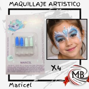 Blister maquillaje artistico maricel x4 lapices pintacarita por mayor MB Comercializa.