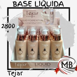Base liquida tejar skin liquid foundation frasco con dosificador de 30ml maquillaje facial alta cobertura tonos piel cosmetica venta mayorista MB Comercializa.