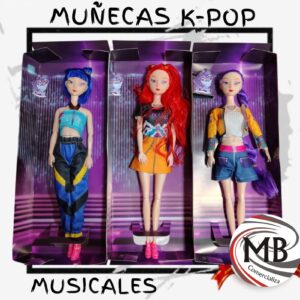 Muneca kpop musical 32 cm articulada con sonido y ropa de moda venta mayorista MB Comercializa.