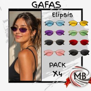 PACK X 4 GAFAS ELIPSIS 2NEGRAS 2 DE COLORES