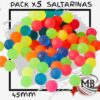 Pack por 5 pelotas saltarinas de goma 45mm colores fluo neon juguetes clasicos de rebote venta mayorista MB Comercializa.