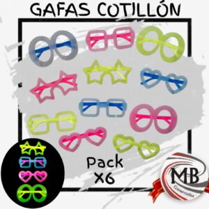 PACK X 6 LENTES COTILLON FLUORESCENTES