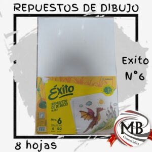 REPUESTO DIBUJO EXITO  BLANCO X 8 HOJAS Nº6