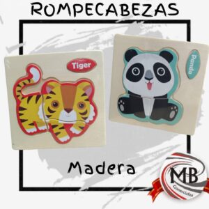 Rompecabezas puzle de madera encastre animales 10x10 cm por mayor MB Comercializa.