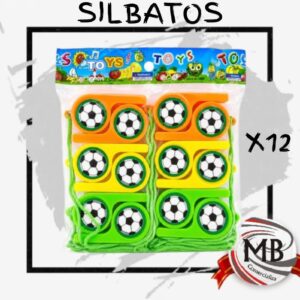 PACK X12 SILBATOS PELOTA CON COLGANTE MB14010
